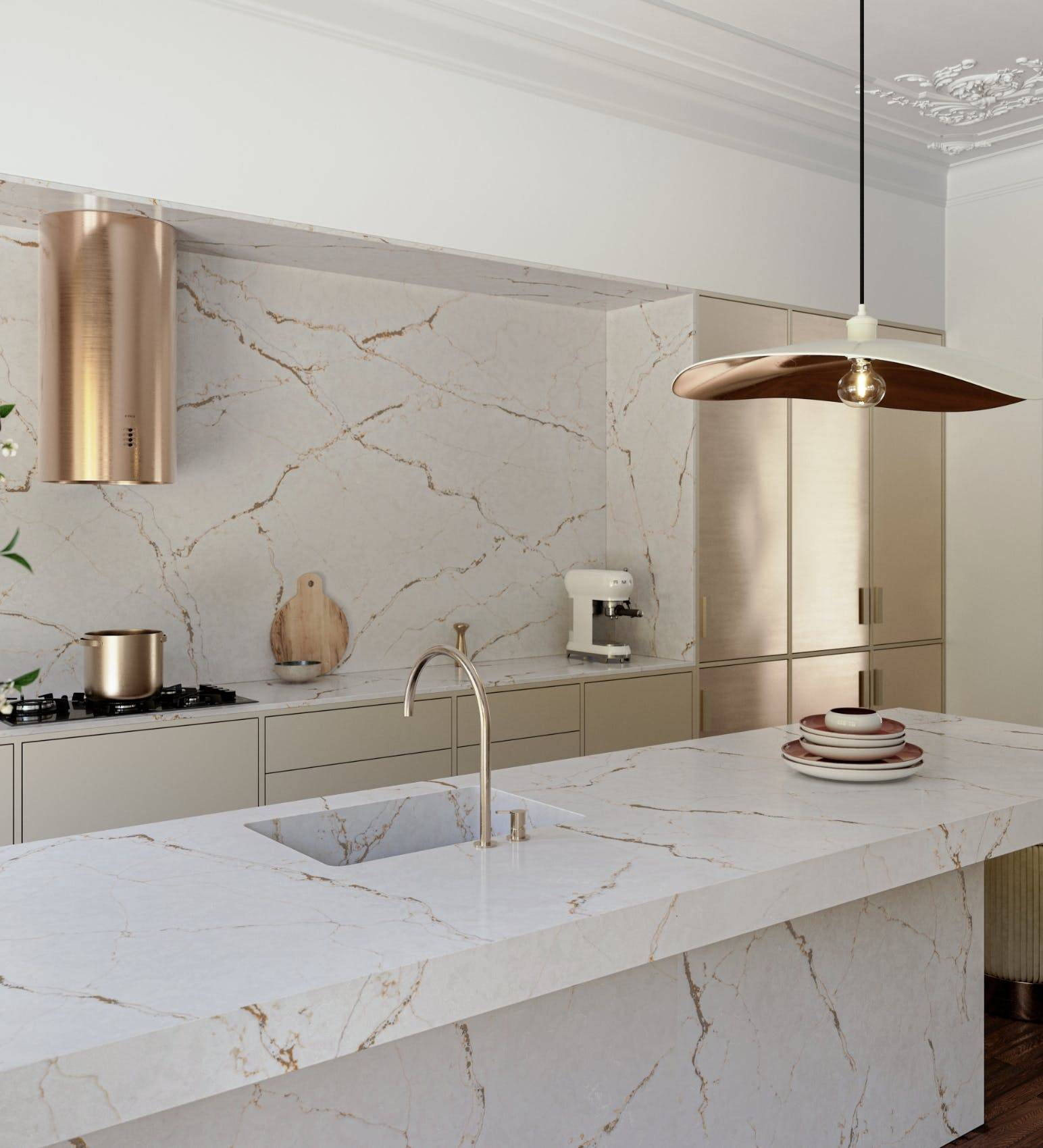 Faire poser une crédence murale en quartz silestone Versailles Ivory dans sa cuisine  près de Villenave d'Ornon 33