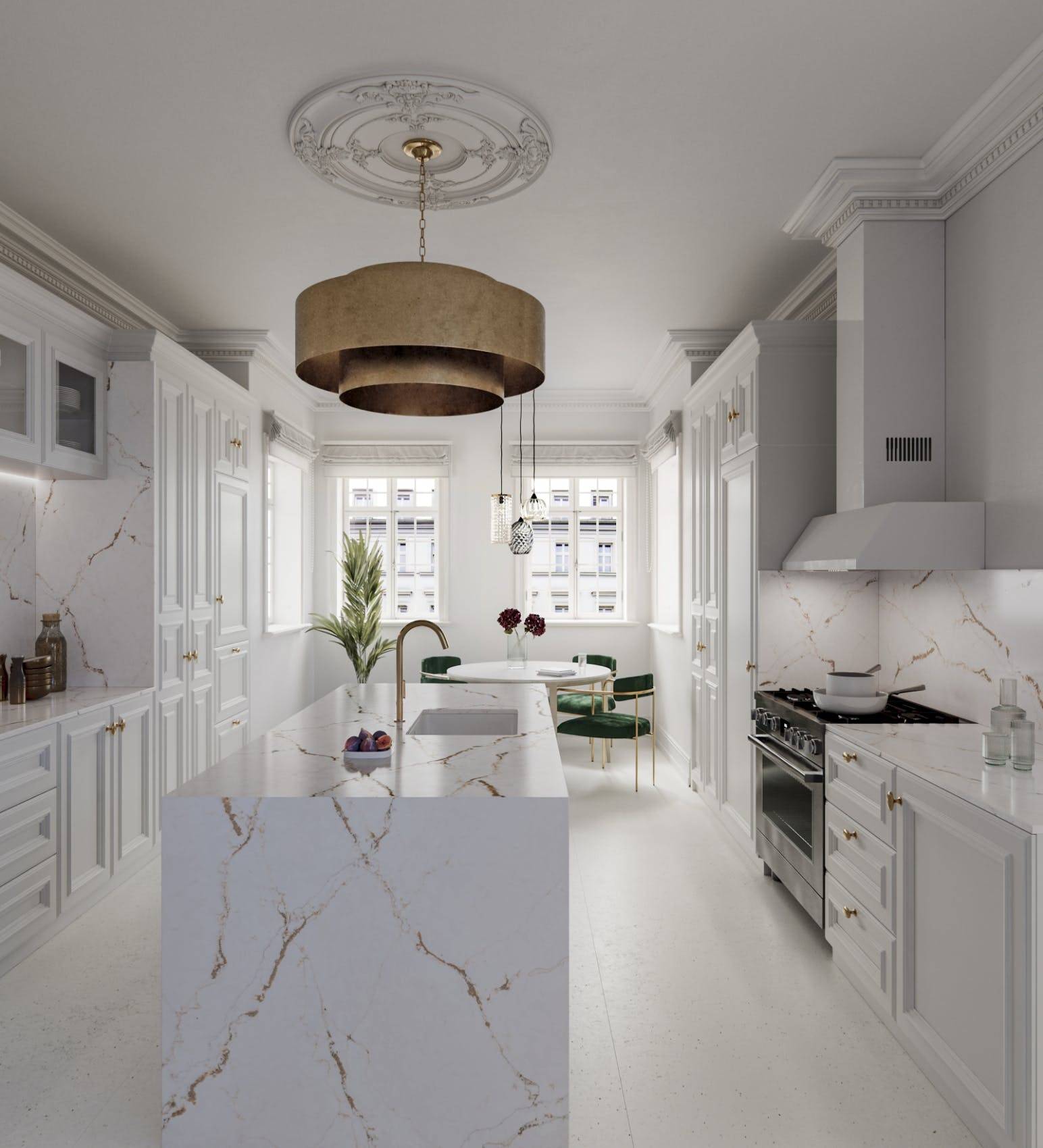 Faire poser un ilot en quartz silestone versailles Ivory dans sa cuisine en Gironde 33