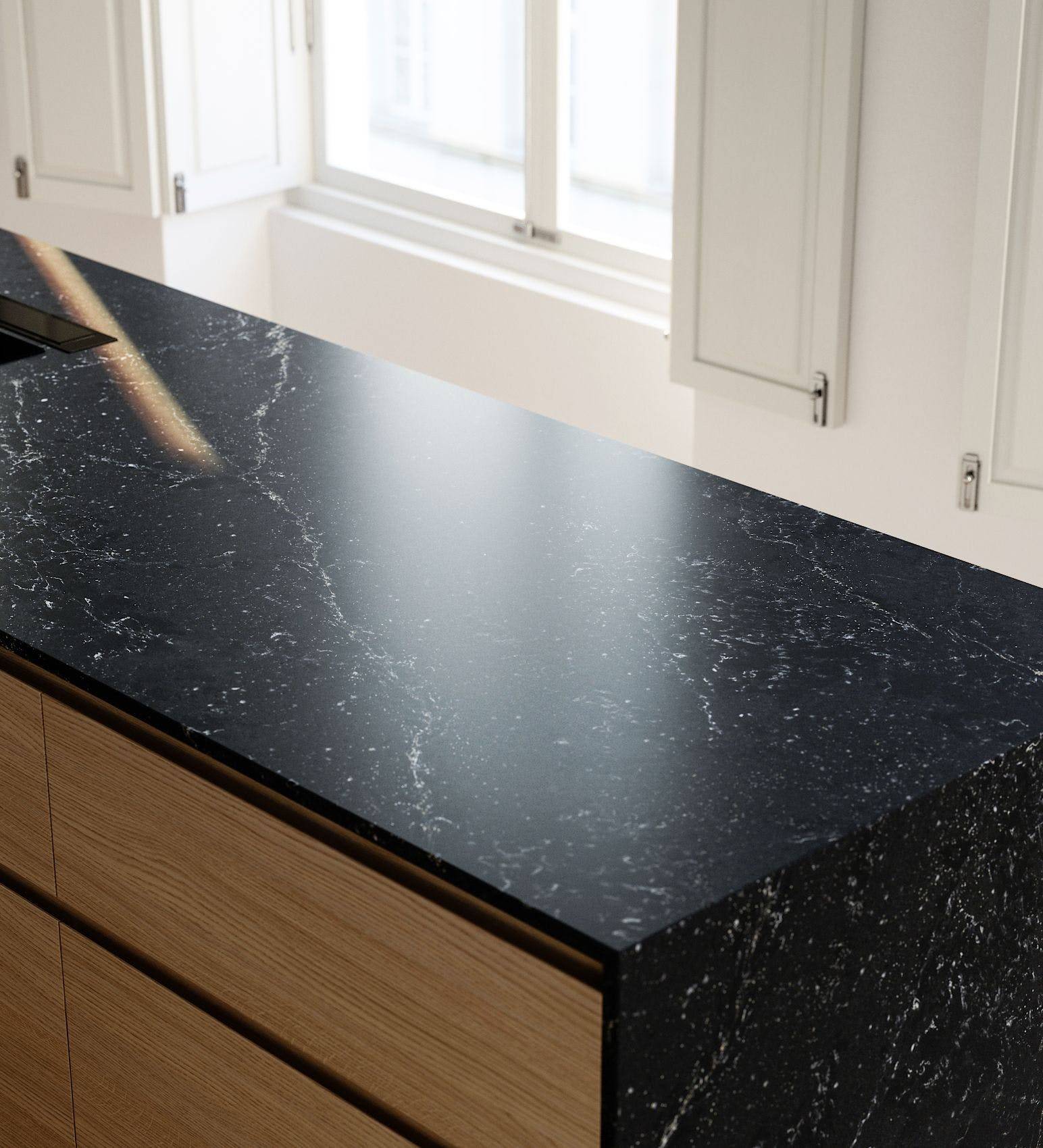 Faire découper et installer des plans e travail en quartz silestone Romantic Ash  près de la teste de Buch 33