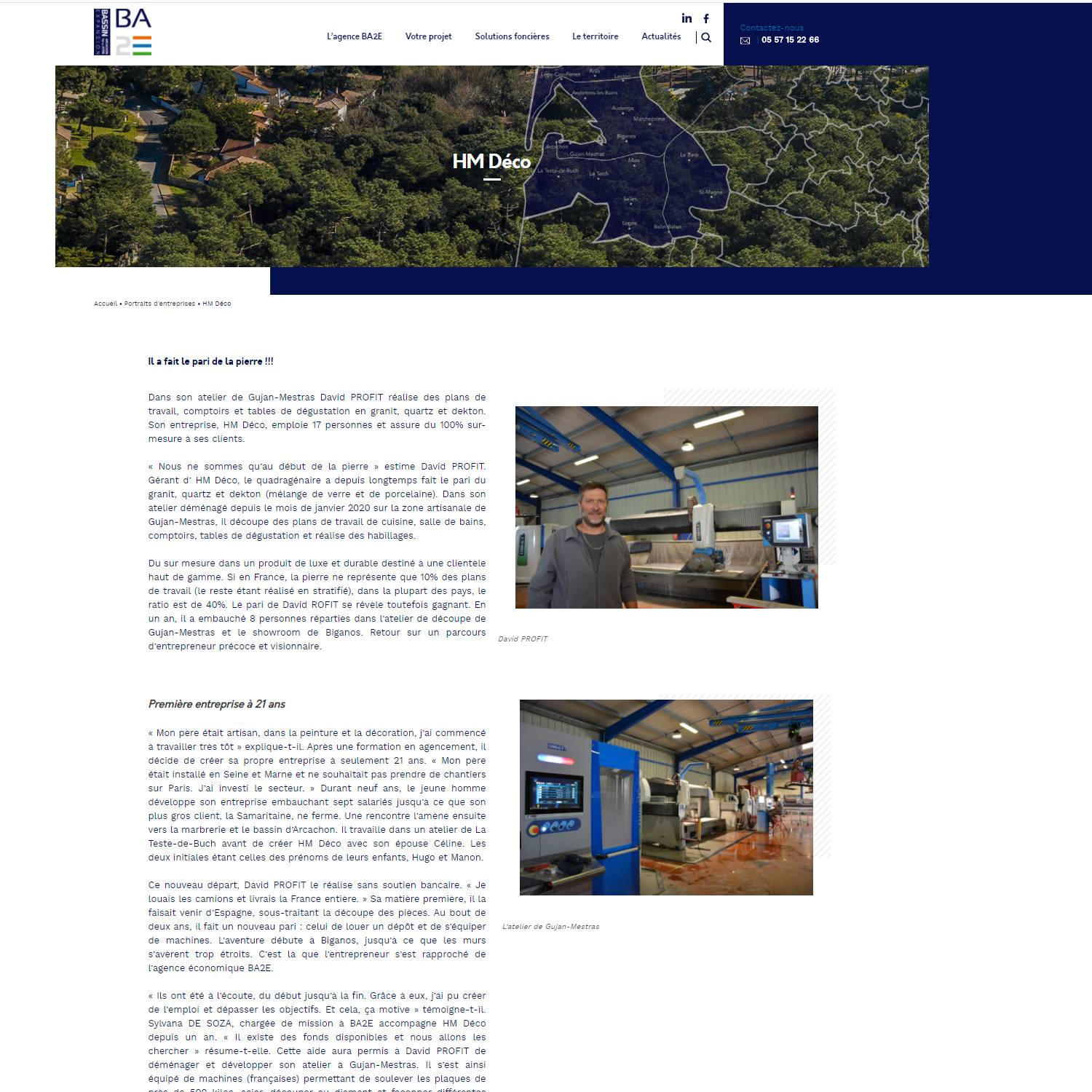 Article BAE sur la marbrerie HM DECO sur le Bassin d'Arcachon