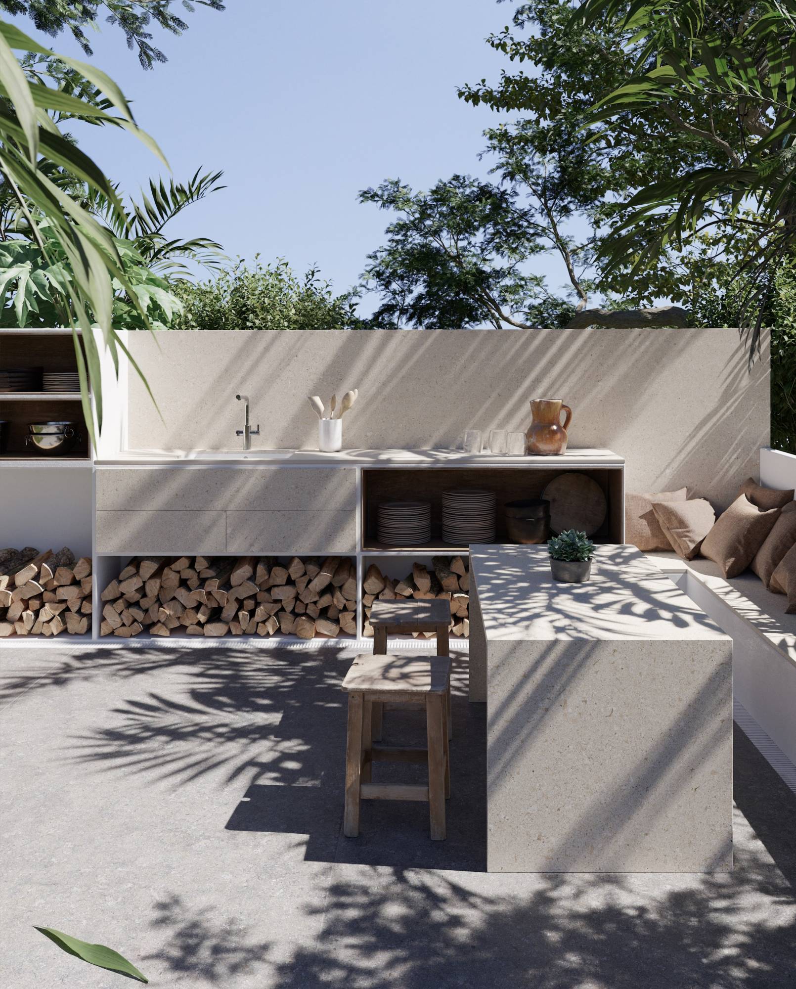 plan de travail solide pour cuisine en extérieur  près de Bordeaux