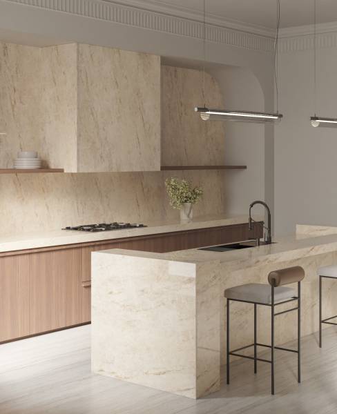 Pose sur mesure d'une cuisine en en Eclos Tajnar, alliant précisions et finitions haut de gamme