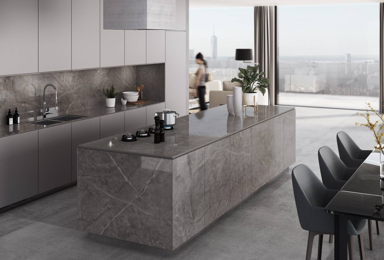 Image de jambage en dekton pour une cuisine contemporaine en dekton korso près de bordeaux
