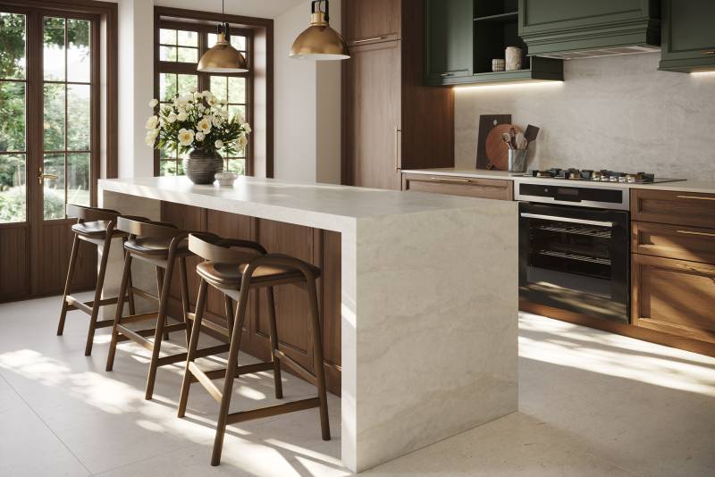 Réaliser un ilôt en Dekton Nara dans une cuisine en bois  aux alentours de Bègles 33