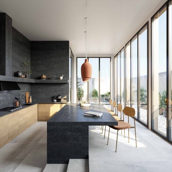 Réalisation d'une cuisine avec des plans e travail en Silestone XM Raw D en Gironde 33
