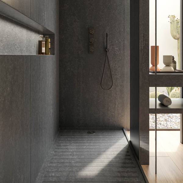 Receveur de douche en Quartz Silestone  gris à Lège Cap Ferret