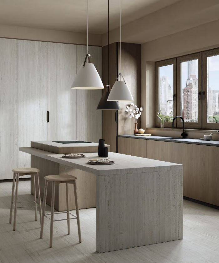 Installer des jambages en dekton marmorio sur un ilot de cuisine à Bruges 33