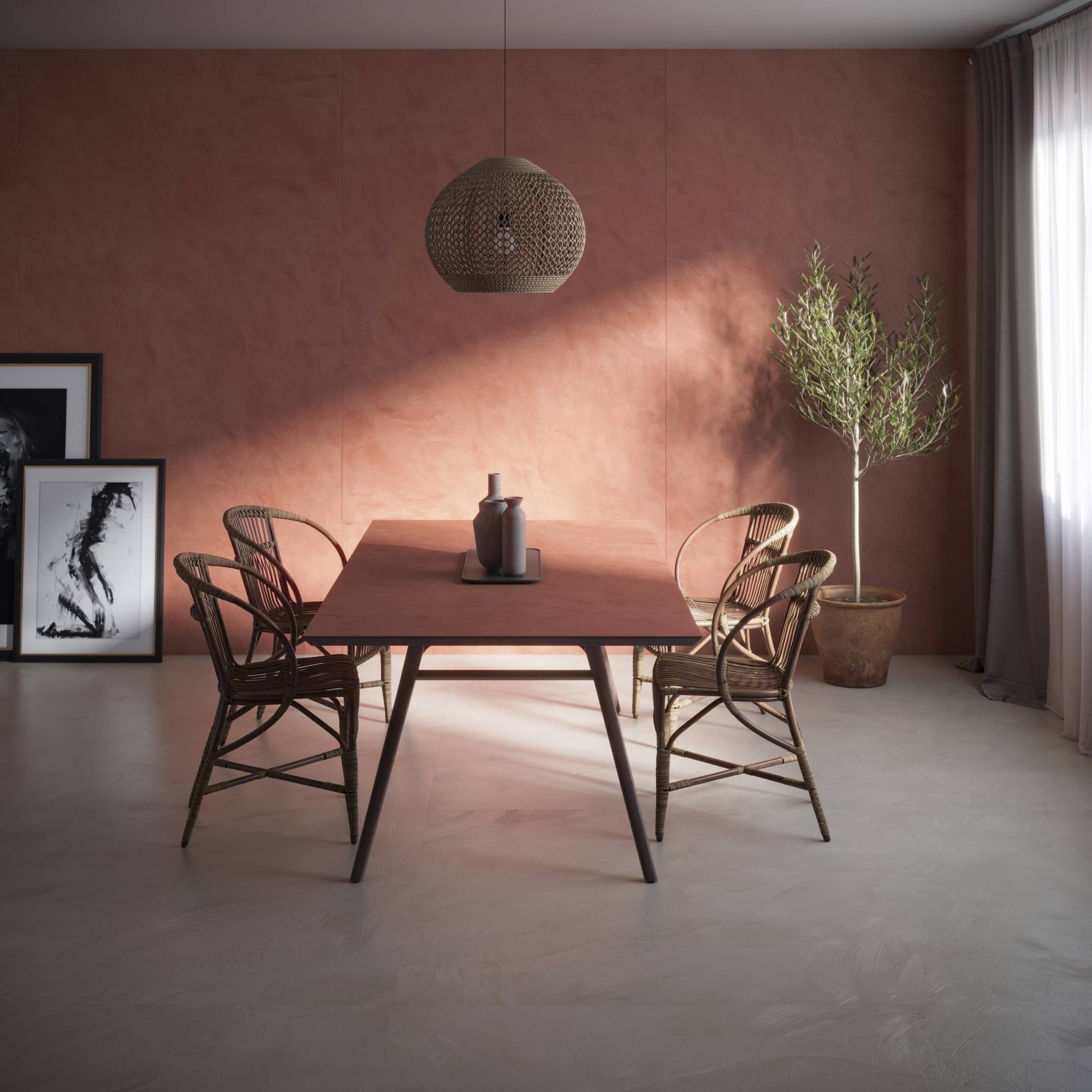 DECOUPE ET INSTALLATION DE PLANS DE TRAVAIL AVEC EFFET BETON POUR CUISINE DE COULEUR TERRACOTTA A PESSAC