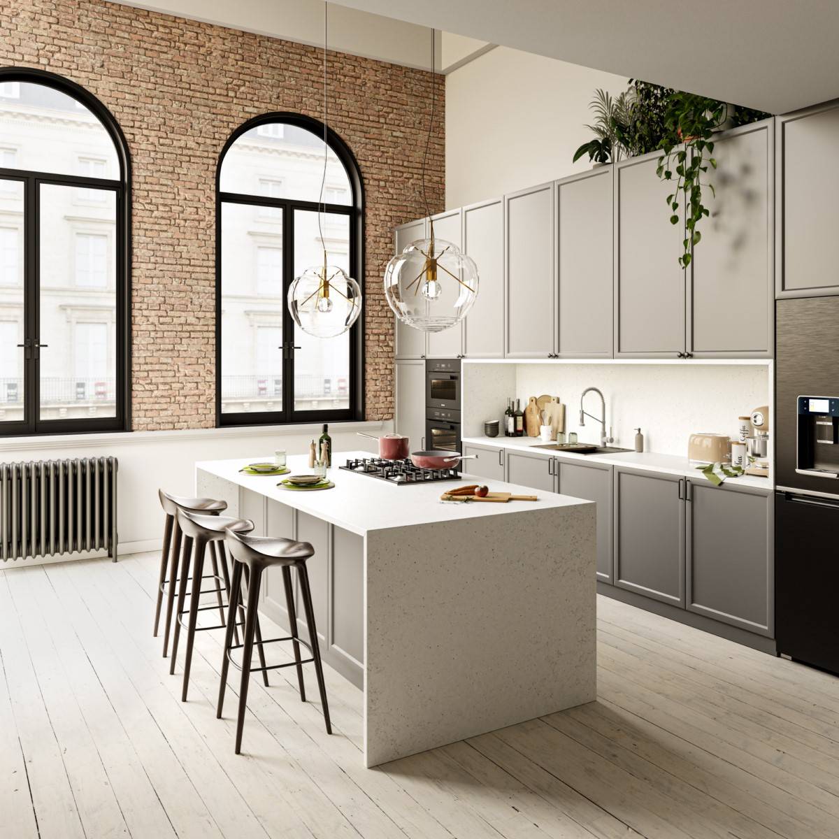 Se faire pose avec soin un plan de travail claire sur le Bouscat