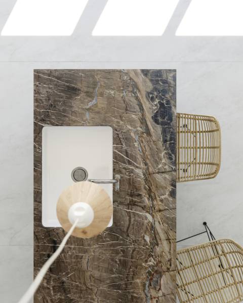 Réalisation d'un ilot de cuisine en quartzite Nahoa près de Bordeaux 33