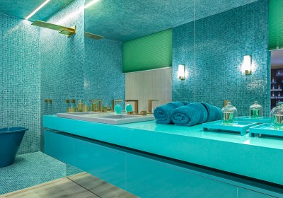 plan de travail salle de bain turquoise 33
